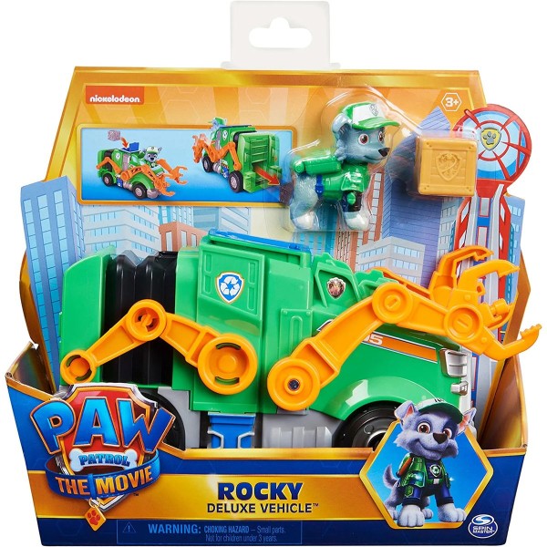 Spin Master 6061909 (20133390) - Paw Patrol - The Movie - Deluxe Vehicle - Müllwagen Rocky