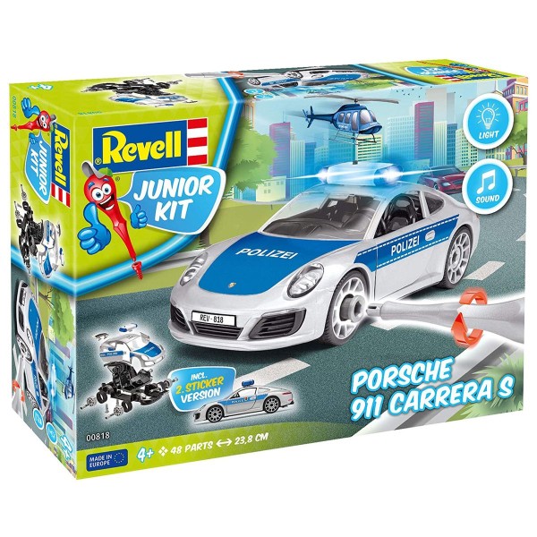 Revell 00818 - Junior Kit - Bausatz, Spiezeugauto 1:20, Porsche 911, Polizei