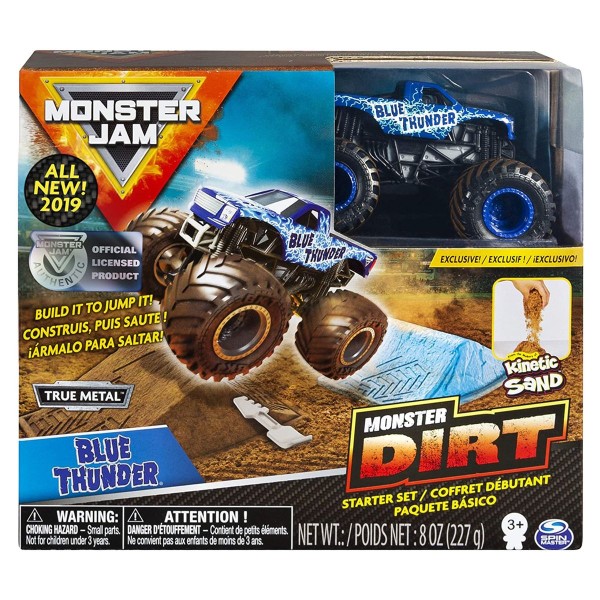 Spin Master 6045198 (20103742) - Monster Jam - Monster Dirt, Blue Thunder Monstertruck + Kinetic San
