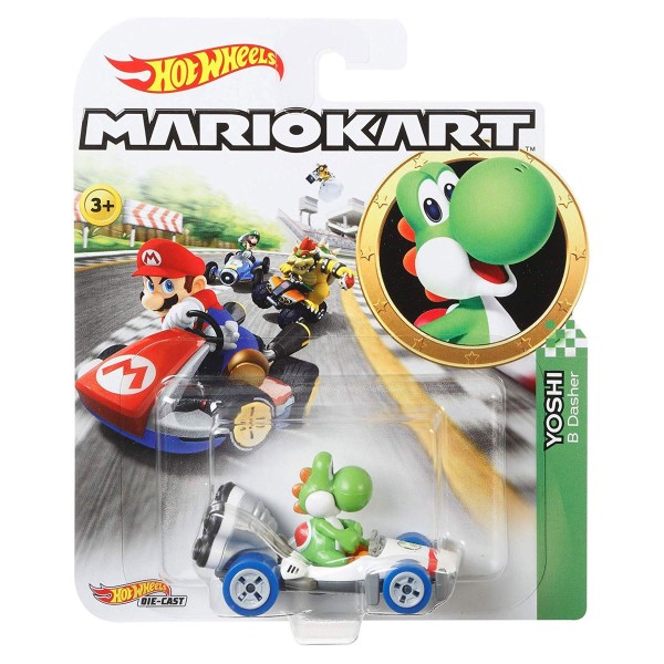 Mattel GBG29 - Hot Wheels - Mario Kart - Die-Cast-Fahrzeug, 1:64, Yoshi