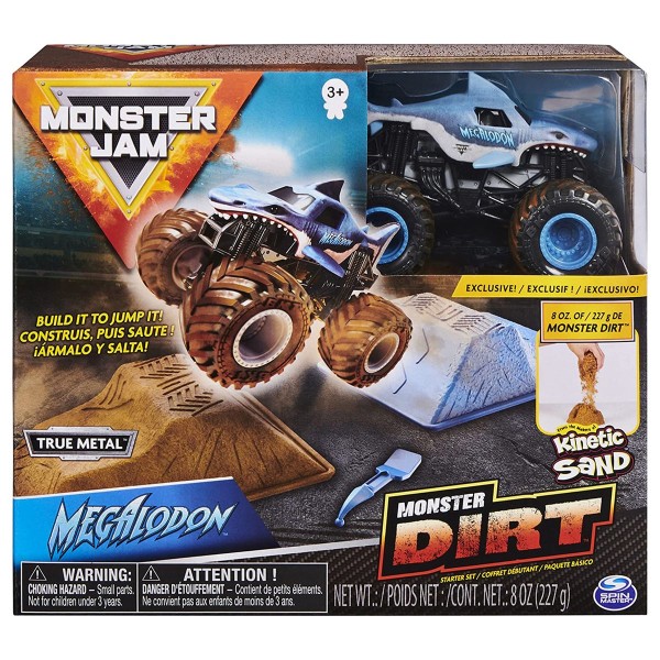 Spin Master 6045198 (20103743) - Monster Jam - Monster Dirt, Megalodon Monstertruck + Kinetic Sand,