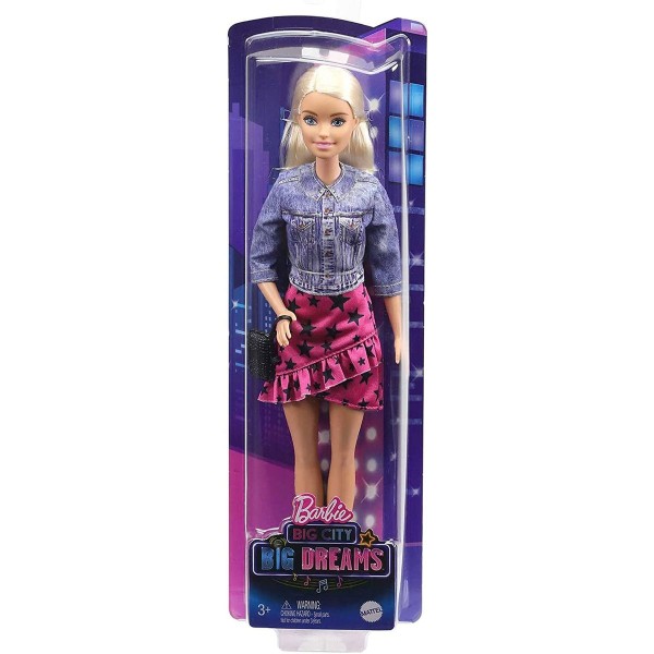 Mattel GXT03 - Barbie - Big City Big Dreams - "Bühne Frei für große Träume" Malibu Puppe mit Jacke,