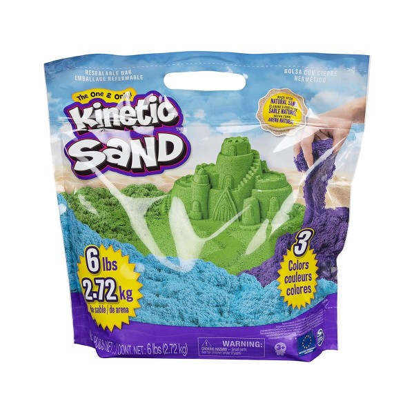Spin Master 6055453 (2012185) - Kinetic Sand - 2,72 kg Beutel, 3 Farben (grün, lila & blau)