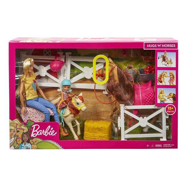 Mattel GLL70 - Barbie - Spielset, Puppen, Pferde mit Zubehör, Reitspaß