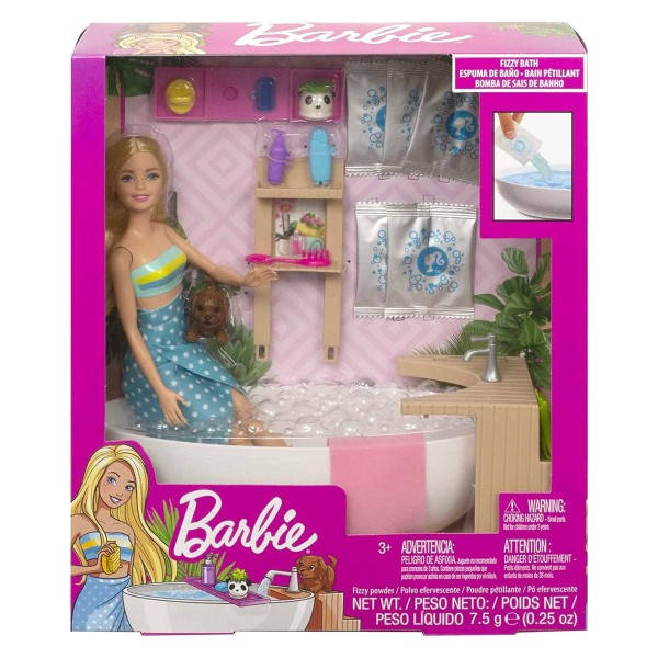 Mattel GJN32 - Barbie - Spielset, Puppe mit Badewanne und Zubehör, Wellnesstag