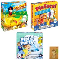 SPAR-SET 181816 - Hasbro / Mattel - 3er Spiele-Set - Pie Face, Pipi Party, Gack Gack + Nici Notizblo