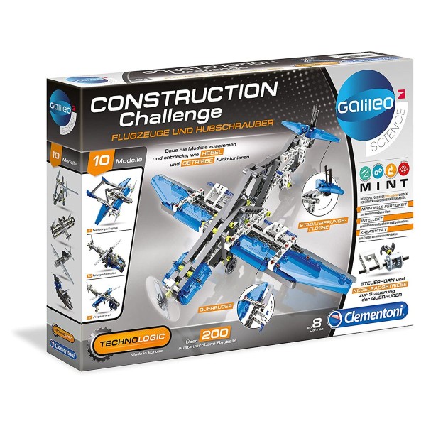 Clementoni 59009 2.Wahl - Galileo Science - Construction Challenge - Bauset, Flugzeuge und Hubschrau