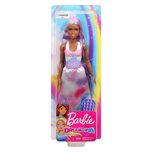 Mattel FXR95 - Barbie - Dreamtopia - Zauberhaar Königreich, Puppe mit Bürste, Prinzessin