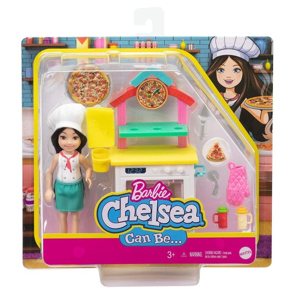 Mattel GTN63 - Barbie - Chelsea can be... - Spielset, Puppe mit Zubehör, Pizzabäckerin