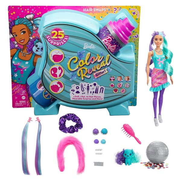 Mattel HBG41 2.Wahl - Barbie - Color Reveal - Haarwechsel Puppe mit Stylingzubehör