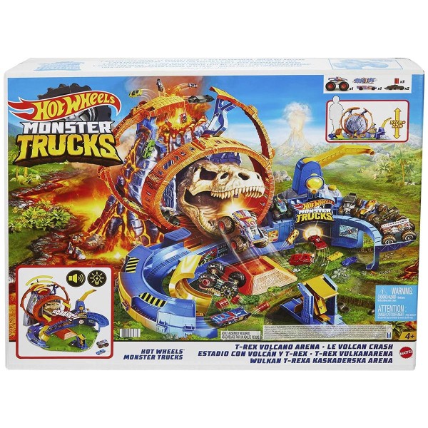 Mattel GYL14 - Hot Wheels Monster Trucks - T-Rex Vulkanarena Spielset