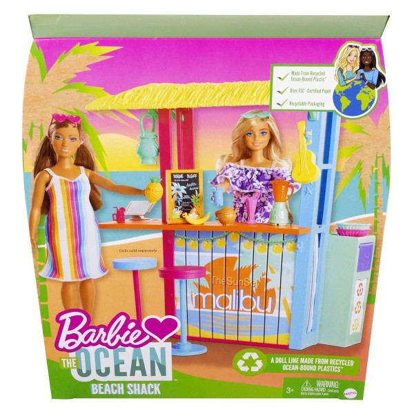 Mattel GYG23 - Barbie - Love the Ocean - Strandhütte, Spielset, ohne Puppe