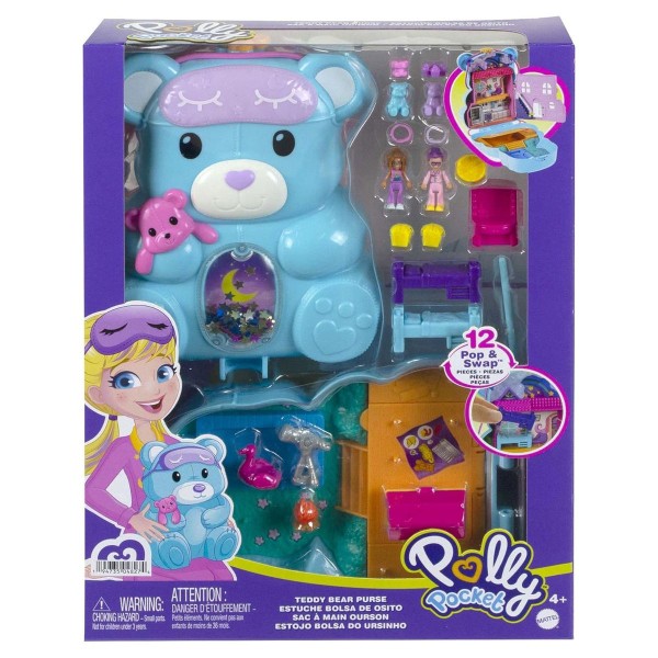 Mattel HGC39 - Polly Pocket - Teddybär Handtaschen-Spielset