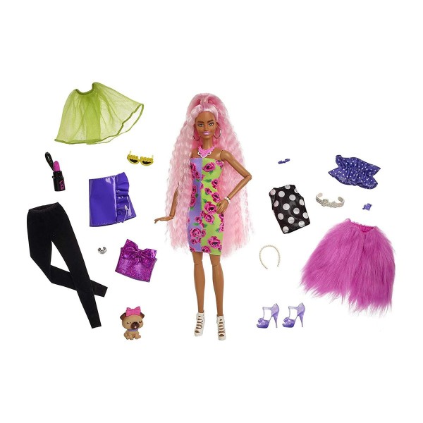 Mattel HGR60 - Barbie - Extra - Deluxe Puppe mit Styling-Zubehör und Tier