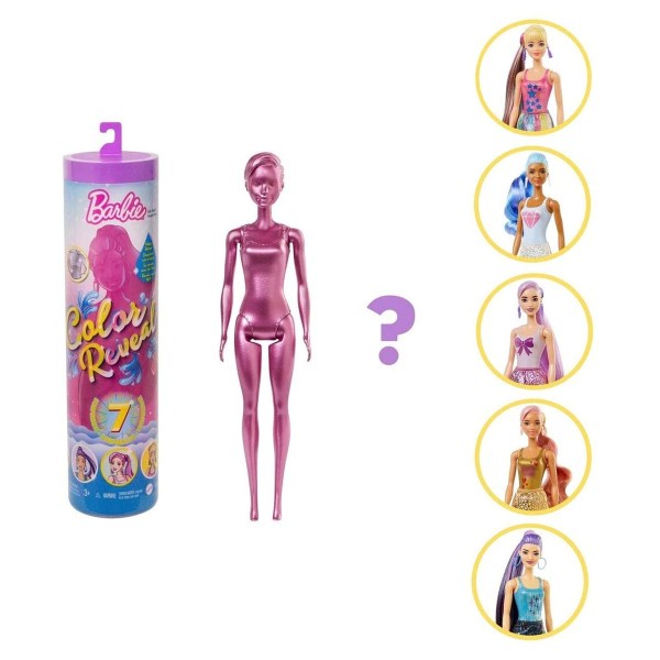 Mattel GTR93 sort. - Barbie - Color Reveal - Puppe, Überraschungsset mit Zubehör, Farbschimmer(gwc55