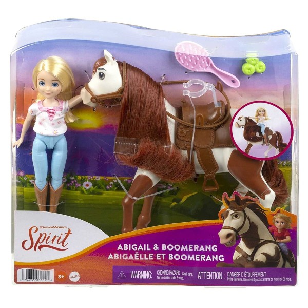 Mattel HFB91 - DreamWorks - Spirit - Spielset, Puppe mit Pferd, Abigail & Boomerang