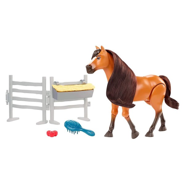 Mattel HBB22 - DreamWorks - Spirit Untamed - Spielset, Pferd Spirit + Zubehör, mit Pferdegeräuschen