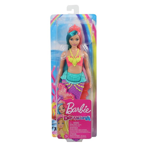 Mattel GJK11 - Barbie - Dreamtopia - Puppe, mit bunten Haaren, türkis / rosa, Meerjungfrau