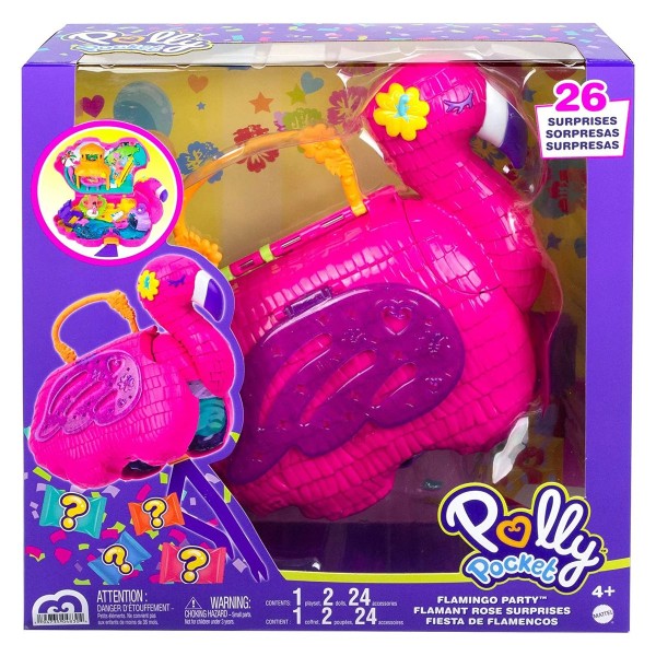 Mattel HGC41 - Polly Pocket - Flamingo-Party inkl. Figuren und Zubehör