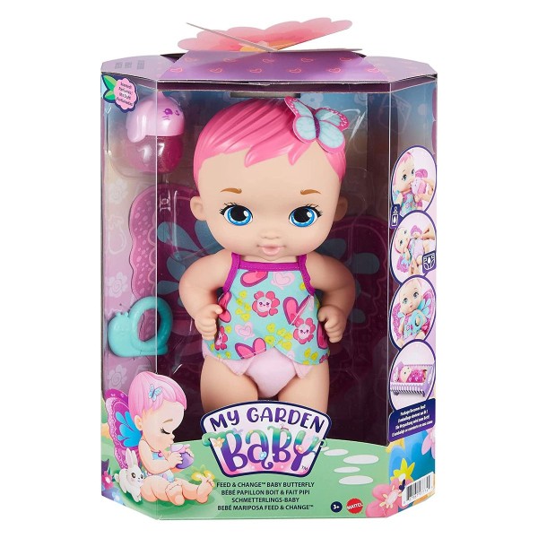 Mattel GYP10 2.Wahl - My Garden Baby - Puppe mit Jasminduft, Schmetterling, Fütterspaß, ca. 30 cm