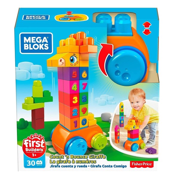 Mattel GFG19 - Mega Bloks - First Builders - Steckbausteine, 30 Teile, Giraffe