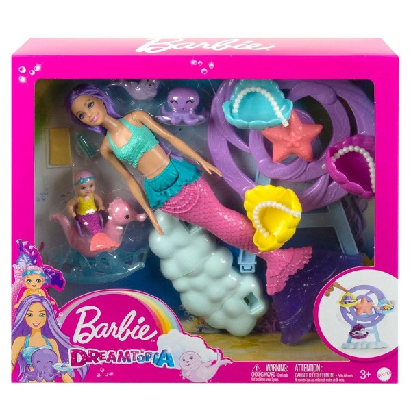 Mattel HLC30 - Barbie - Dreamtopia - Meerjungfrau-Set mit 2 Puppen & Zubehör
