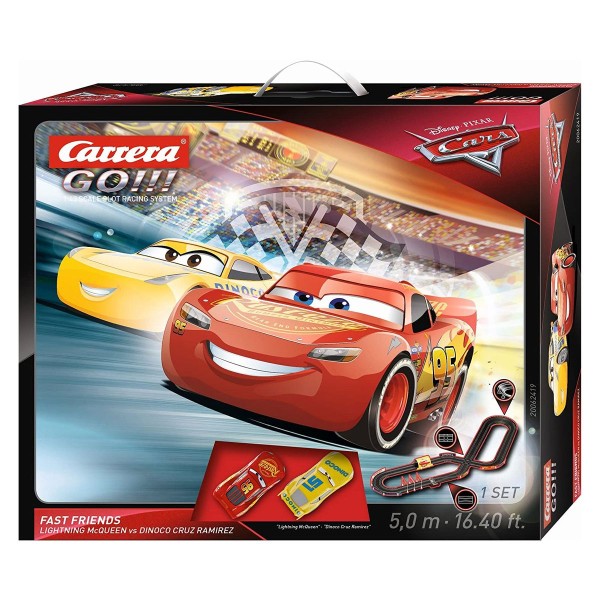 Stadlbauer 20062419 - Carrera Go!!! - Disney Cars 3 - Rennbahn 5,0 Meter, Lightning McQueen vs. Dino