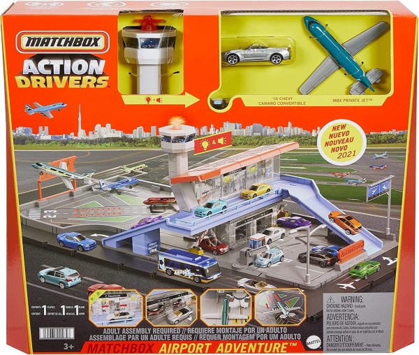 Mattel HGC59 - Matchbox - Action Drivers - Flughafenabenteuer, mit Licht & Sound