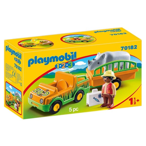 PLAYMOBIL® 70182 - 1•2•3 - Zoofahrzeug mit Nashorn