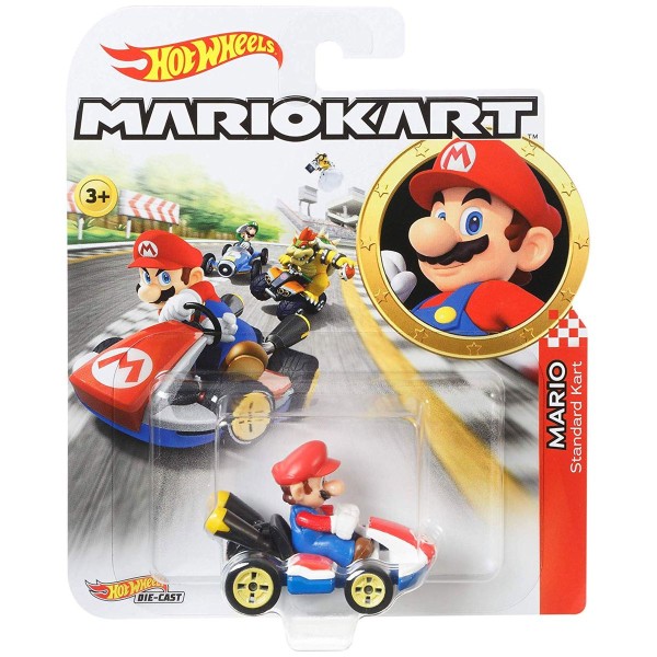 Mattel GBG26 - Hot Wheels - Mario Kart - Die-Cast-Fahrzeug, 1:64, Mario