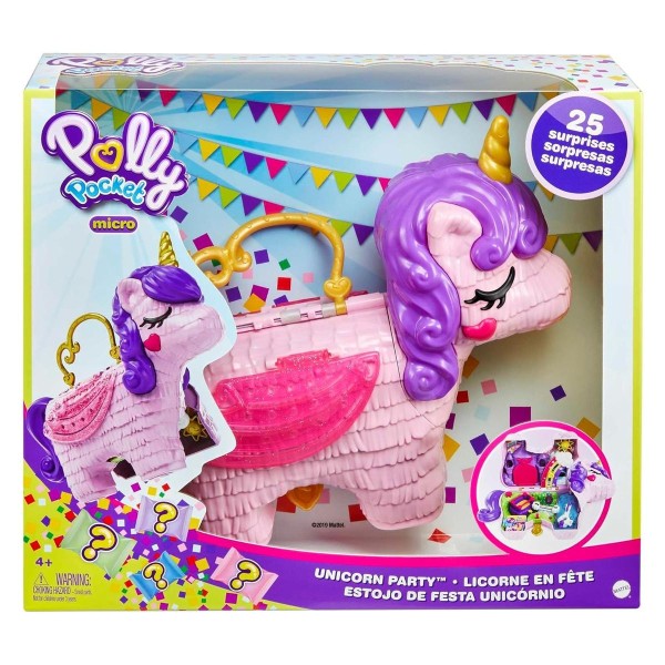 Mattel GVL88 - Polly Pocket - Einhorn-Party Puppe mit Zubehör, Spielset