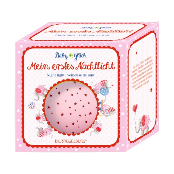 Coppenrath 15282 - Die Spiegelburg - Baby Glück - Nachtlicht Sternenhimmel, rosa, Elefant