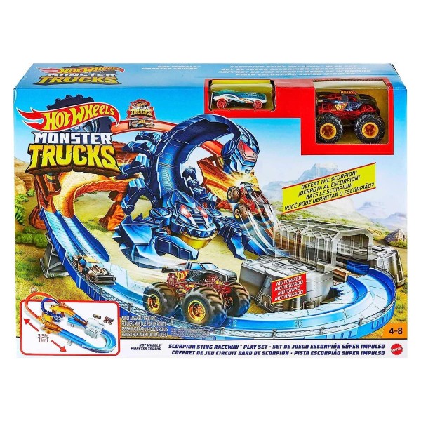 Mattel GTL33 - Hot Wheels - Monster Trucks - Skorpion Beschleuniger Rennbahnset