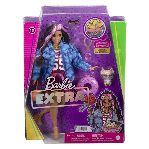 Mattel HDJ46 - Barbie - Extra - Puppe mit Styling-Zubehör und Tier