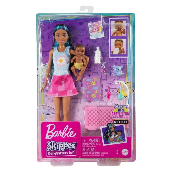 Mattel HJY34 - Barbie - Skipper Babysitters Inc - Babysitterpuppe mit Zubehör, Spielset