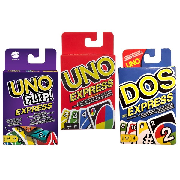 SPAR-SET 189846 - Mattel Games - Express-Kartenspiele, UNO, UNO Flip!, DOS