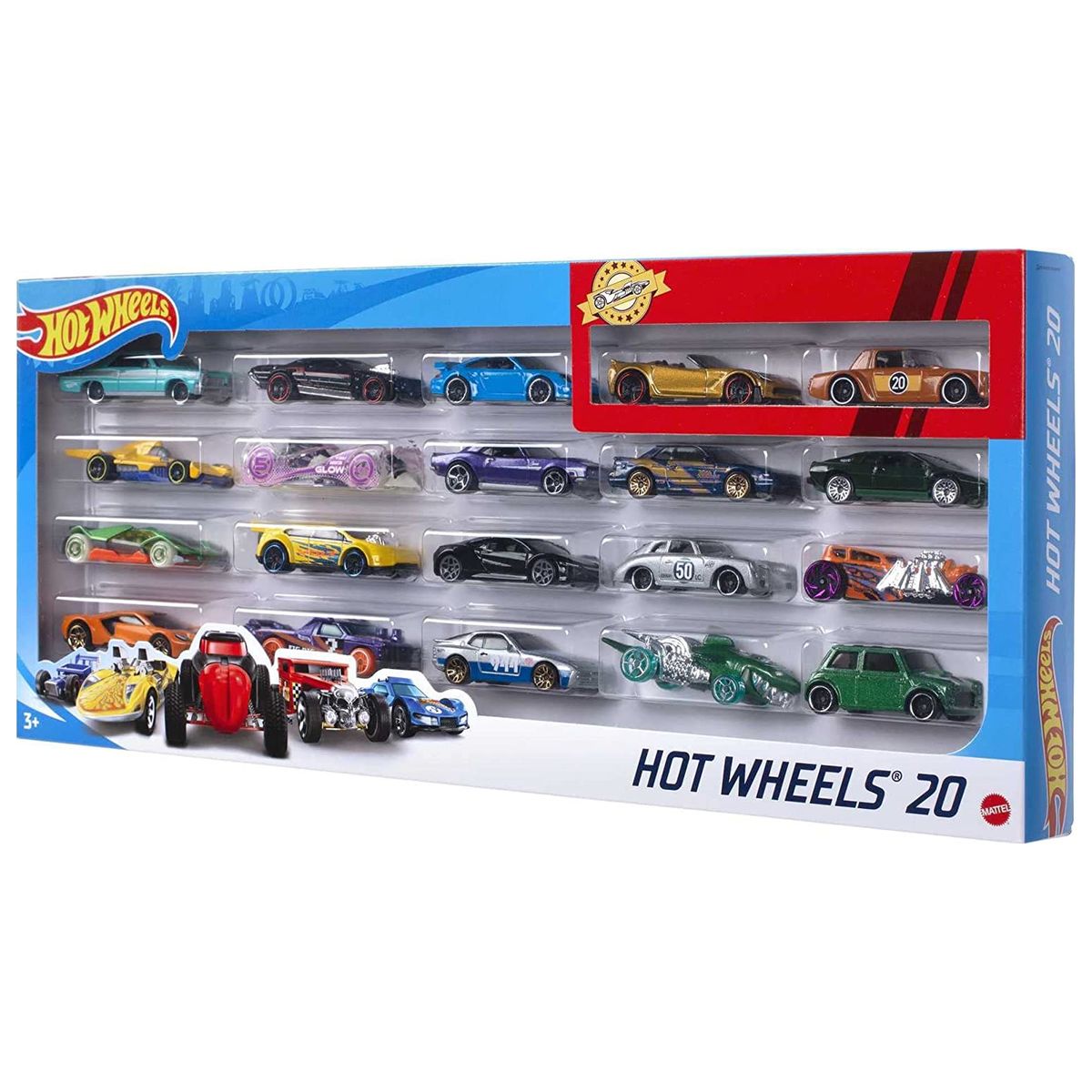 Mattel H7045 sort. - Hot Wheels - Die-Cast Fahrzeuge, 1:64. 20er Pack,  mehrfach sortiert | Rappelkiste Spielwaren