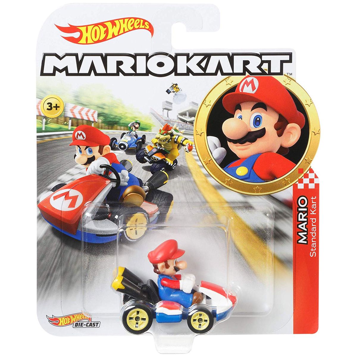 Mattel GBG26 - - Die-Cast-Fahrzeug, Rappelkiste Mario Wheels 1:64, Spielwaren Kart | Hot - Mario