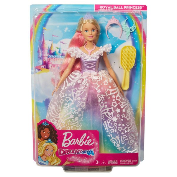 Mattel GFR45 - Barbie - Dreamtopia - Puppe im regenbogenfarbenem Ballkleid, Prinzessin