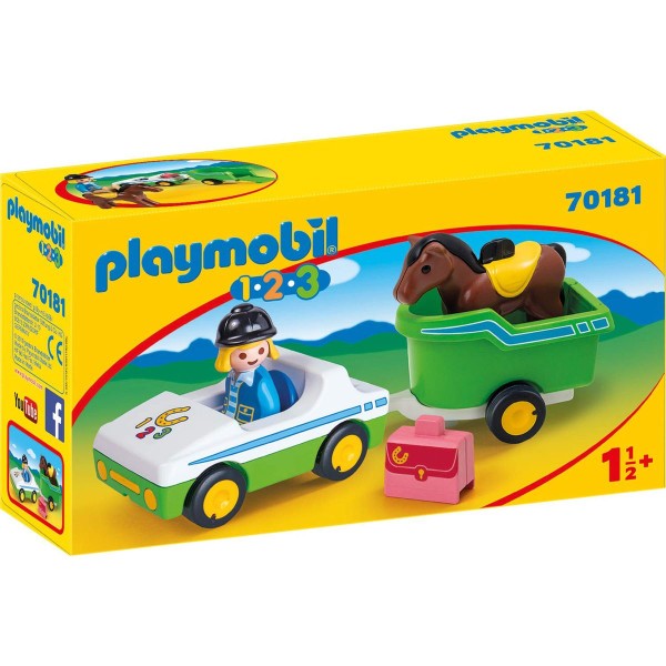 PLAYMOBIL® 70181 - 1•2•3 - PKW mit Pferdeanhänger