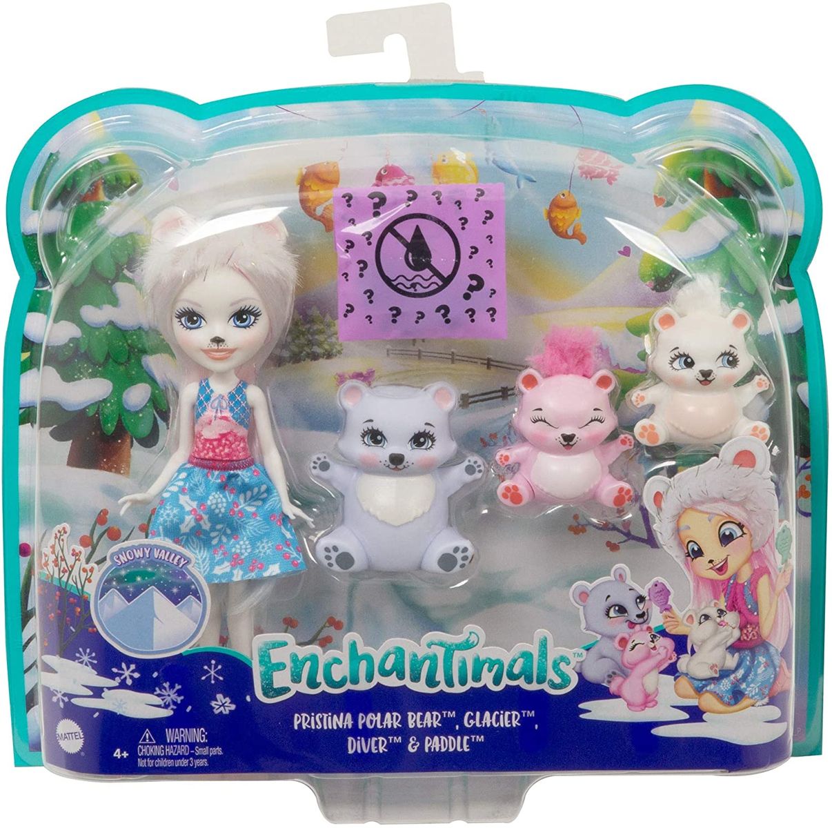 Mattel GXB20 5er-Pack Snow Valley Enchantimals Puppen mit Tierfreunde 