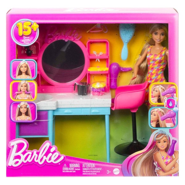 Mattel HKV00 - Barbie - Totally Hair - Haarsalon, Spielset mit Puppe & Zubehör