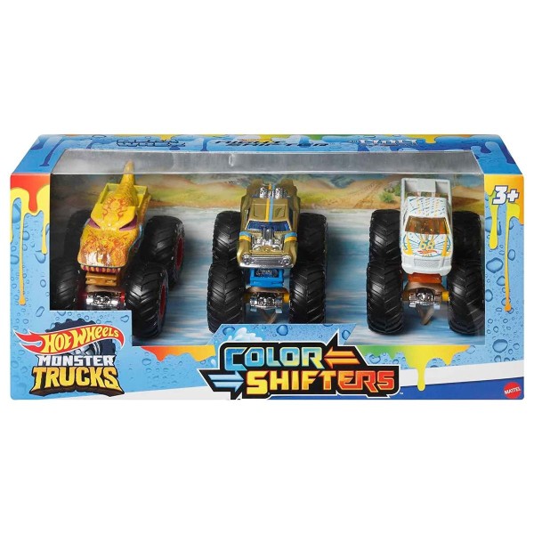 Mattel HGX20 - Hot Wheels - Color Shifters - Monster Trucks, 3-pack, 1:64