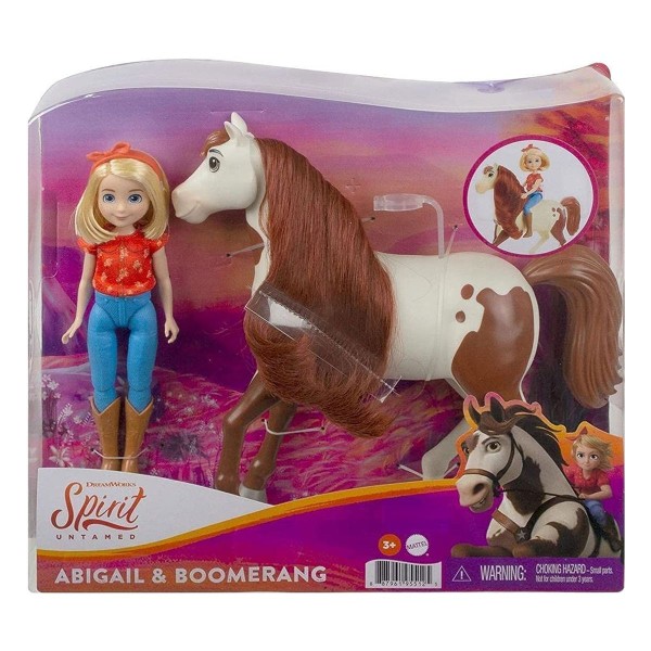 Mattel GXF23 - DreamWorks - Spirit - Abigail & Boomerang, Puppe mit Pferd