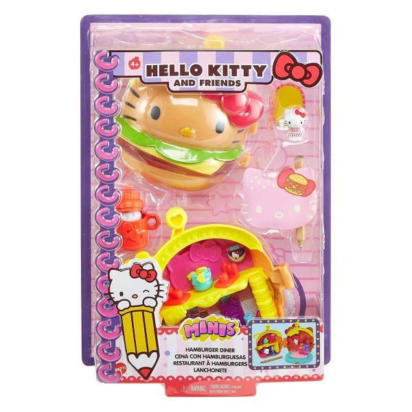 Mattel GVB28 - Hello Kitty - Mini-Spielset in Schatulle, Hamburger-Restaurant