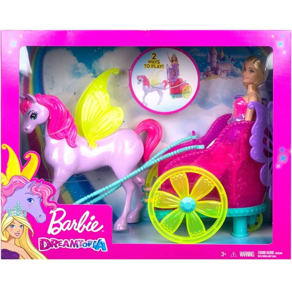 Mattel GJK53 2.Wahl - Barbie - Dreamtopia - Prinzessin Puppe mit Fantasie Pferd und Kutsche