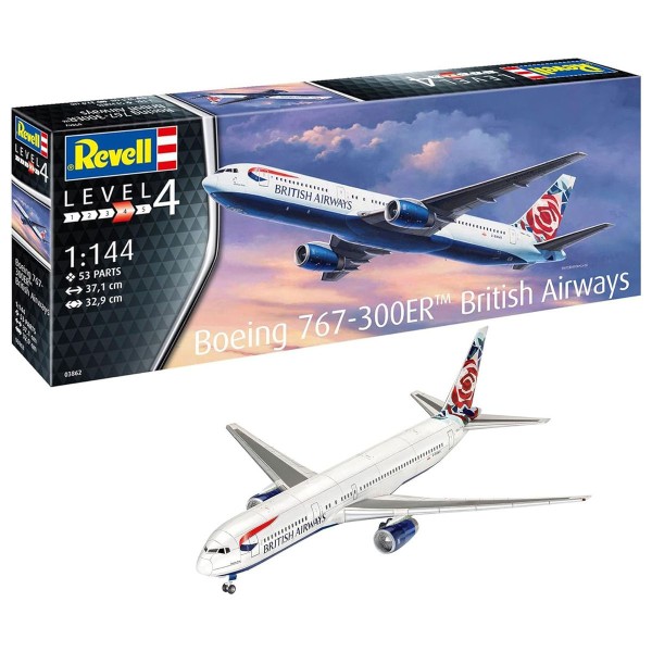 Revell 03862 - Modellbausatz, Flugzeug, Boeing 767-300ER British Airways, 1:144