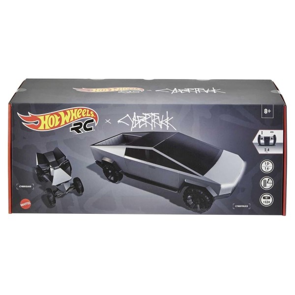 Mattel GYD25 - Hot Wheels RC x Cybertruck - Ferngesteuerter Tesla Truck & elektrisches Cyberquad, 1: