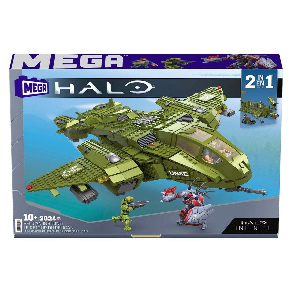 Mattel GNB28 - Mega Construx - Halo Infinite - 2-in-1 UNSC Pelican-Flugschiff, 2024 Teile