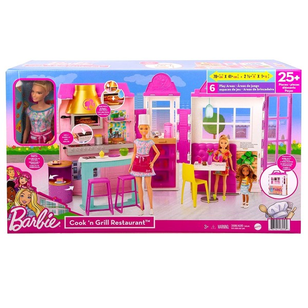 Mattel HBB91 2.Wahl - Barbie - Cook´n Grill Restaurant - Spielset mit Puppen & Zubehör